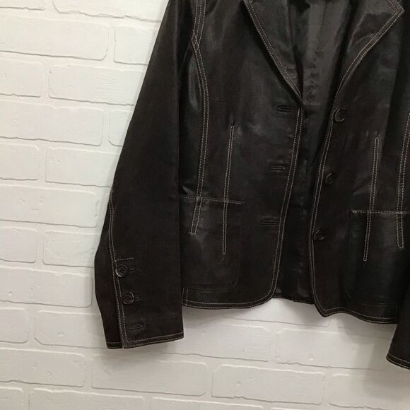 Brown leather blazer CRUZE genuine leather jacket dark brown contrasting small - Picture 8 of 16